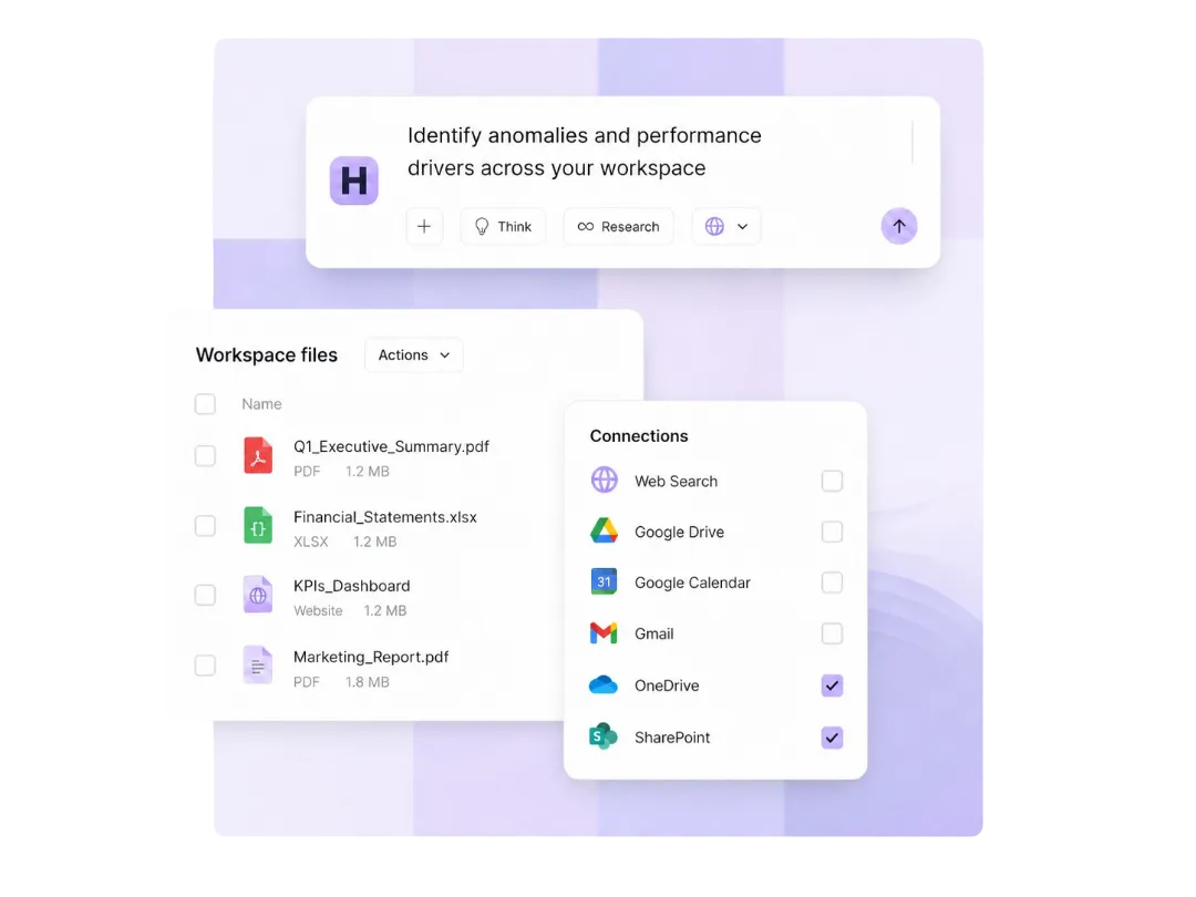 Harriet Desktop with workspace files and connections